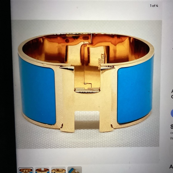 NEW HÈRMES Extra Wide Pink Enamel Rose Gold Plated H Clic Bracelet Bangel - Picture 8 of 16